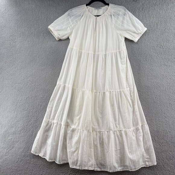 Madewell Textured Dot Tiered Midi Dress White Size Small - Picture 4 of 13